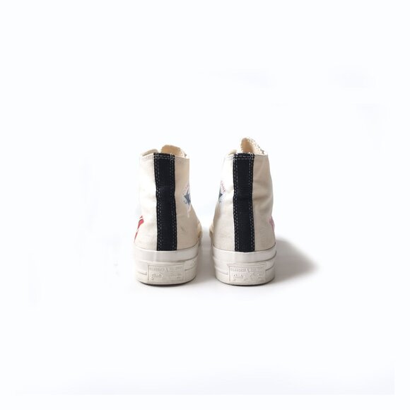 Comme Des Garcons PLAY Beige Converse High Top Sneakers Womens Size 7 - Picture 4 of 8